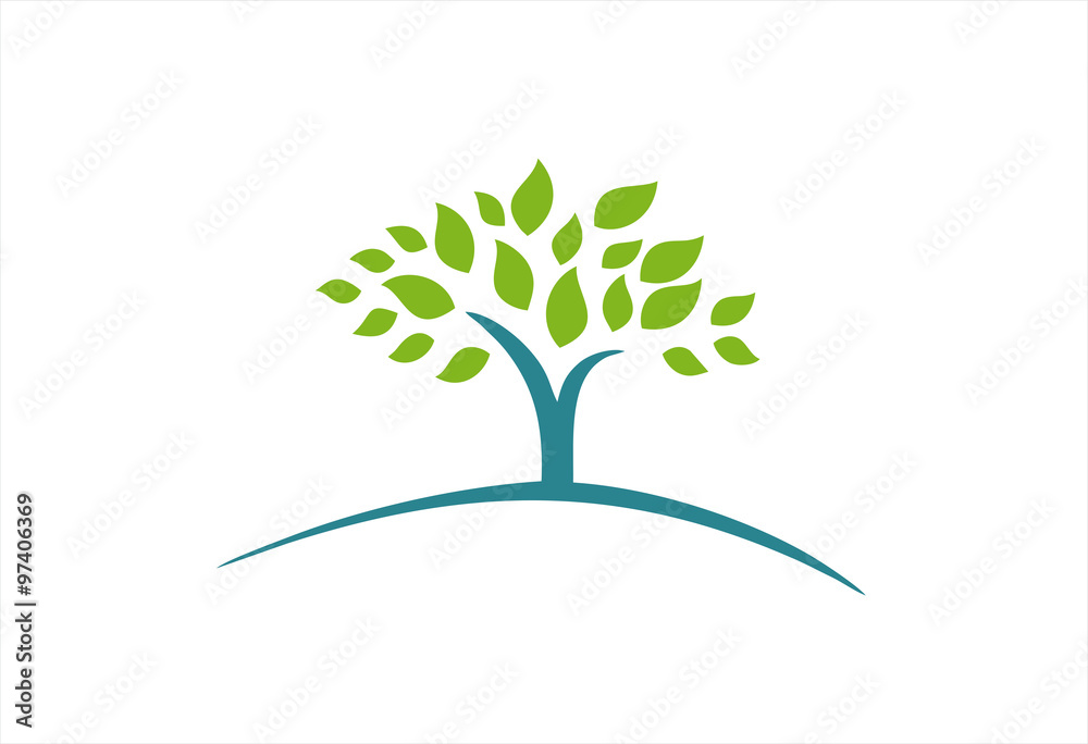 Obraz premium Tree with green leaves Logo