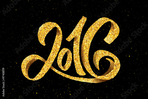 New Year 2016 gold glittering