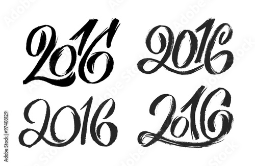 New Year 2016 hand lettering design set. 