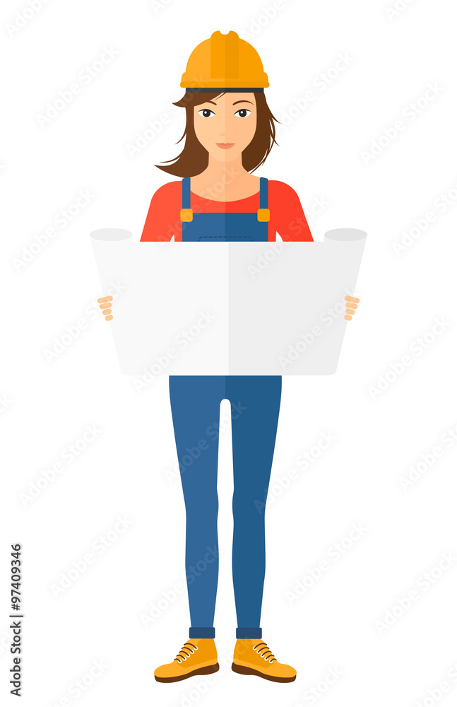 Engineer holding a blueprint. Engineer holding a blueprint.