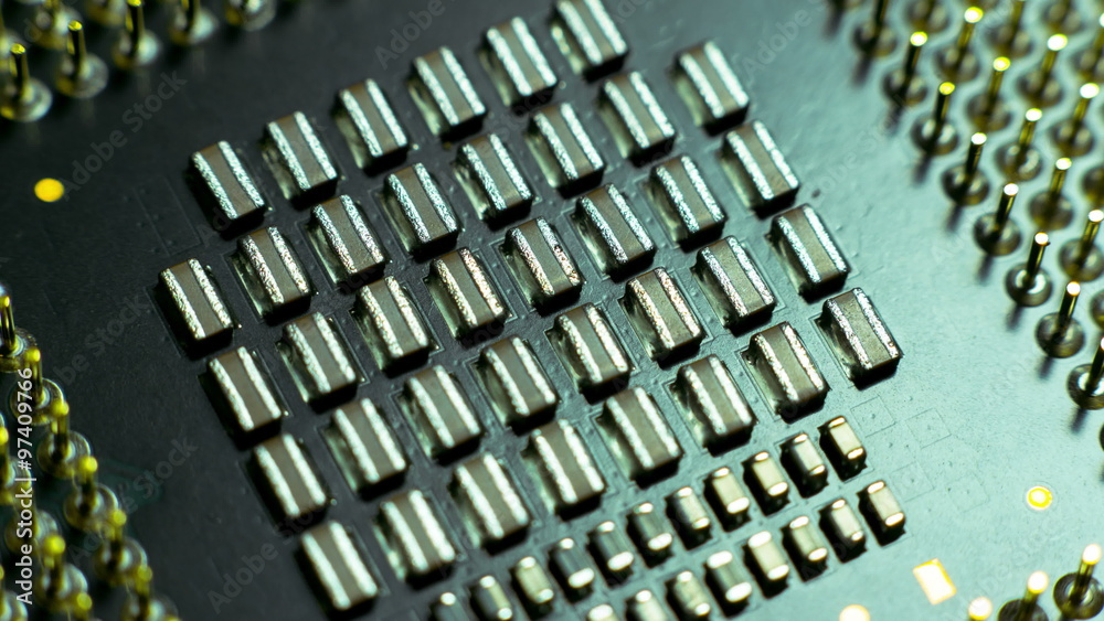 4K close up macro computer processor cpu surface rotating dolly 4K close up macro computer processor cpu surface rotating dolly