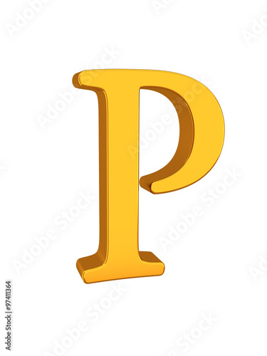 Gold Letter 'P' Alphabet Text