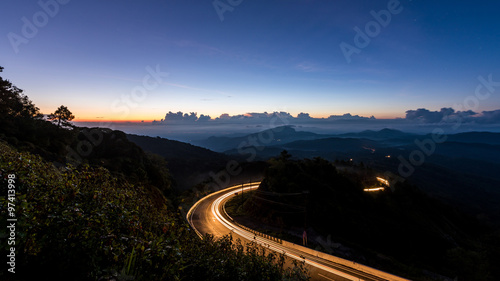 Doi Inthanon National park in the sunrise at Chiang Mai Province