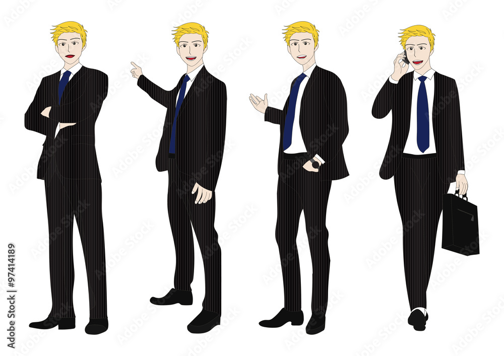 Business Man Full Body Color Blonde Illustration Business Man Full Body Color Blonde Illustration