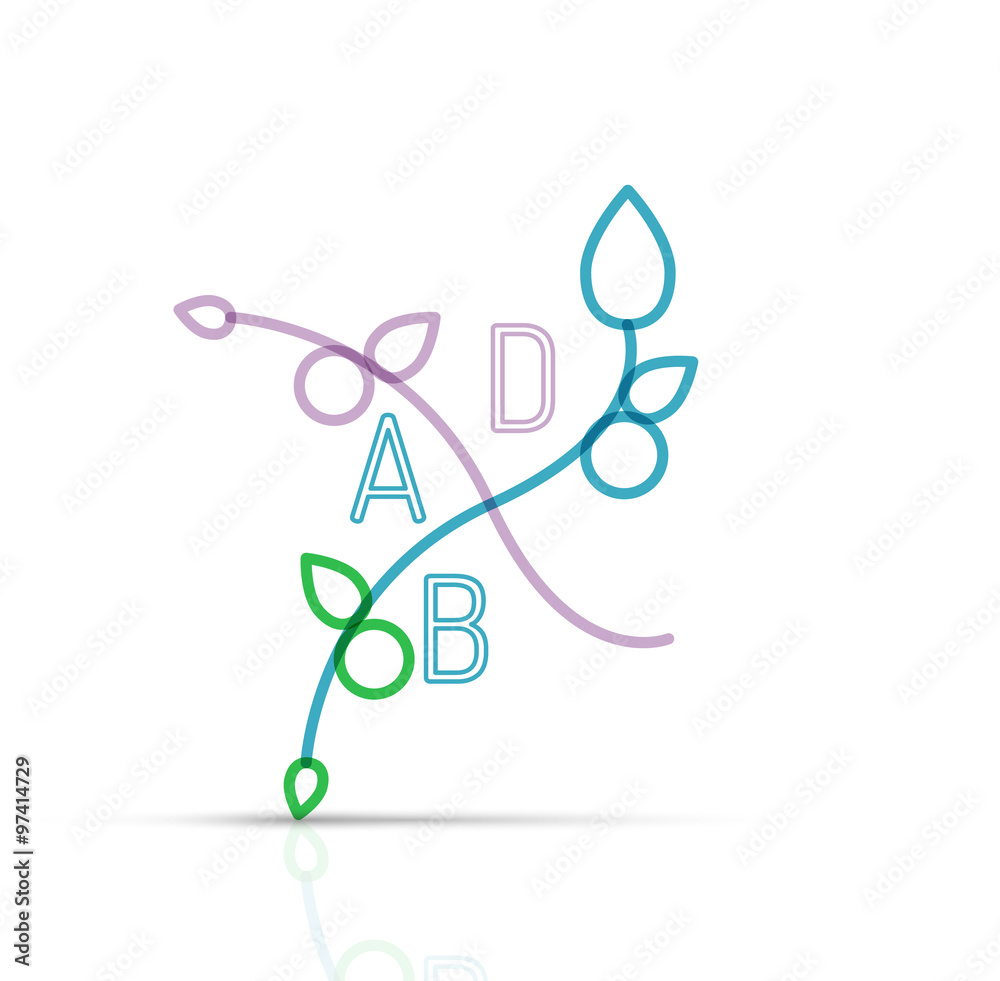 Fototapeta premium Abstract geometric linear hipster floral icon, frame design, flat style