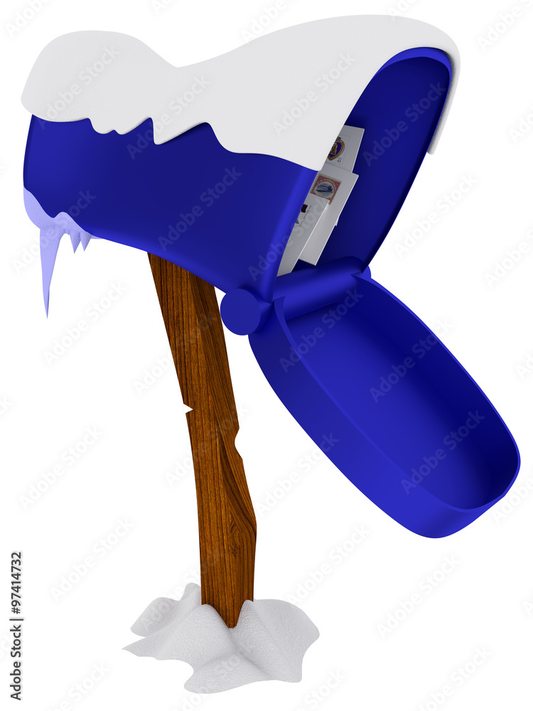 Obraz premium Fairy mailbox with snow isolated on white background