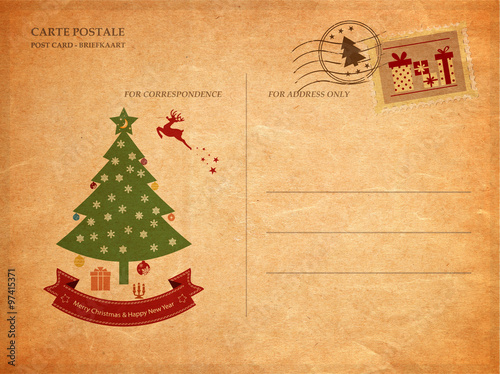 Vintage postcard for christmas, Old paper texture
