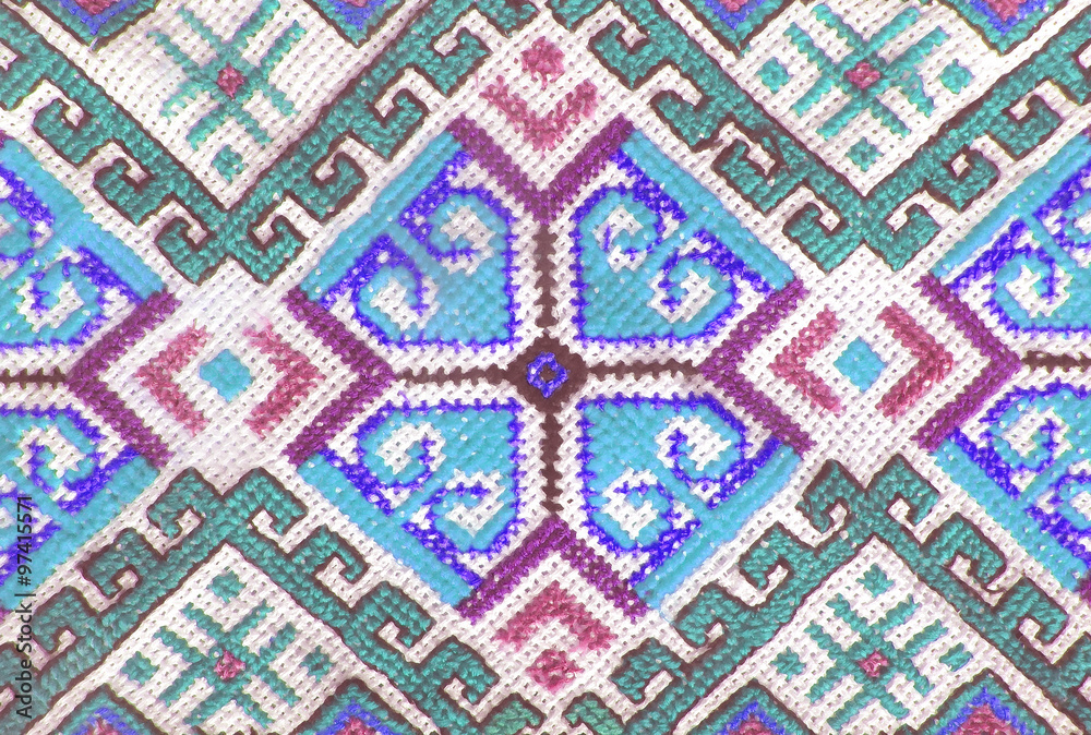 Embroidered handmade cross-stitch ethnic Ukraine pattern, stylized as watercolor. Ethnic ornament Embroidered handmade cross-stitch ethnic Ukraine pattern, stylized as watercolor. Ethnic ornament