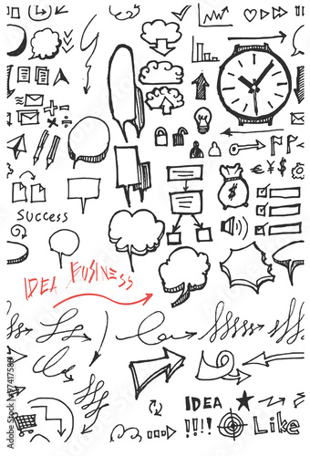 Drawing doodle pattern seamless with business sketch