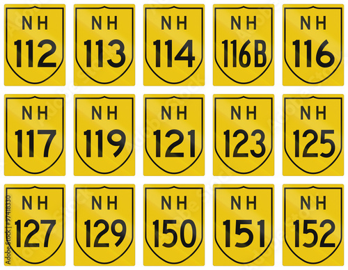 Collection of route shields of Indian National highways photo