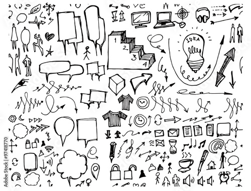 Drawing doodle pattern seamless with business sketch