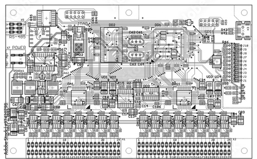 Monochrome topology of a printed circuit board