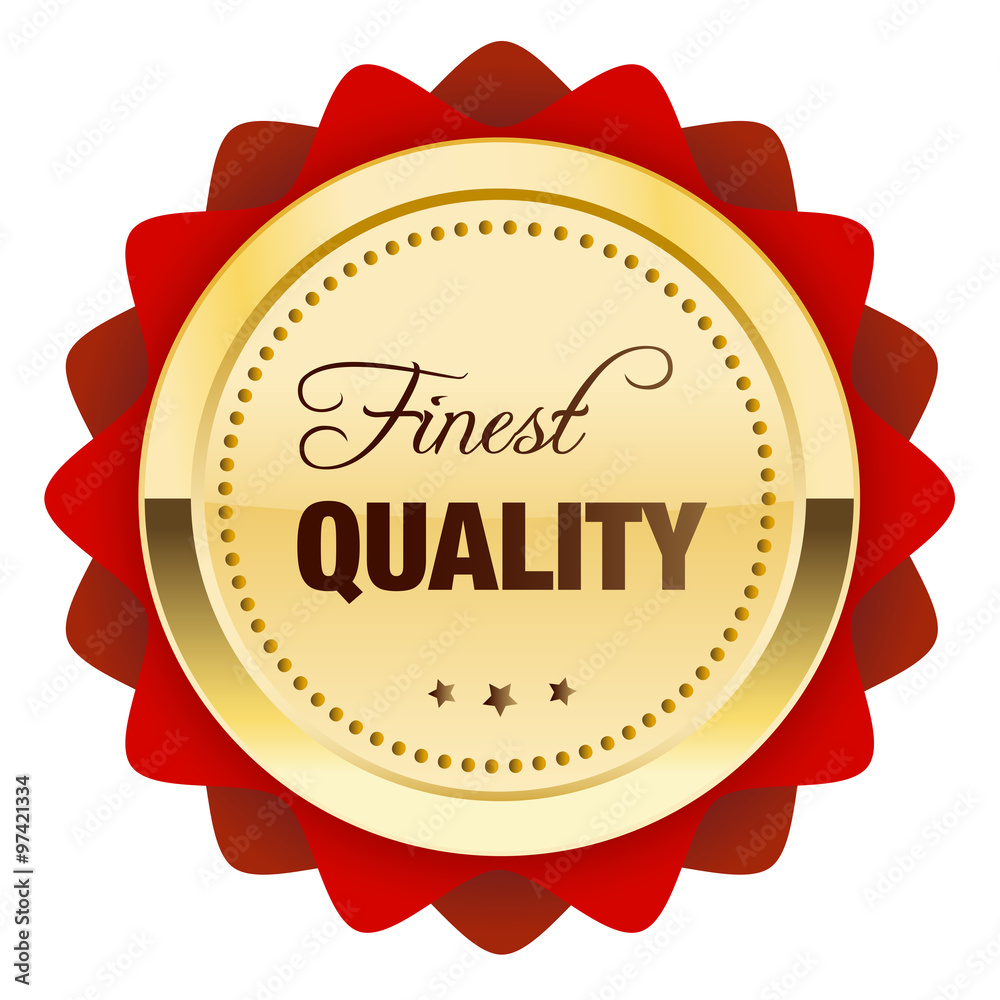 Finest quality seal or icon. Glossy golden seal or button with stars and red color. Finest quality seal or icon. Glossy golden seal or button with stars and red color.