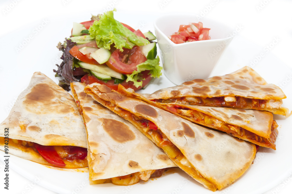 Mexican food restaurant on a white dish Mexican food restaurant on a white dish