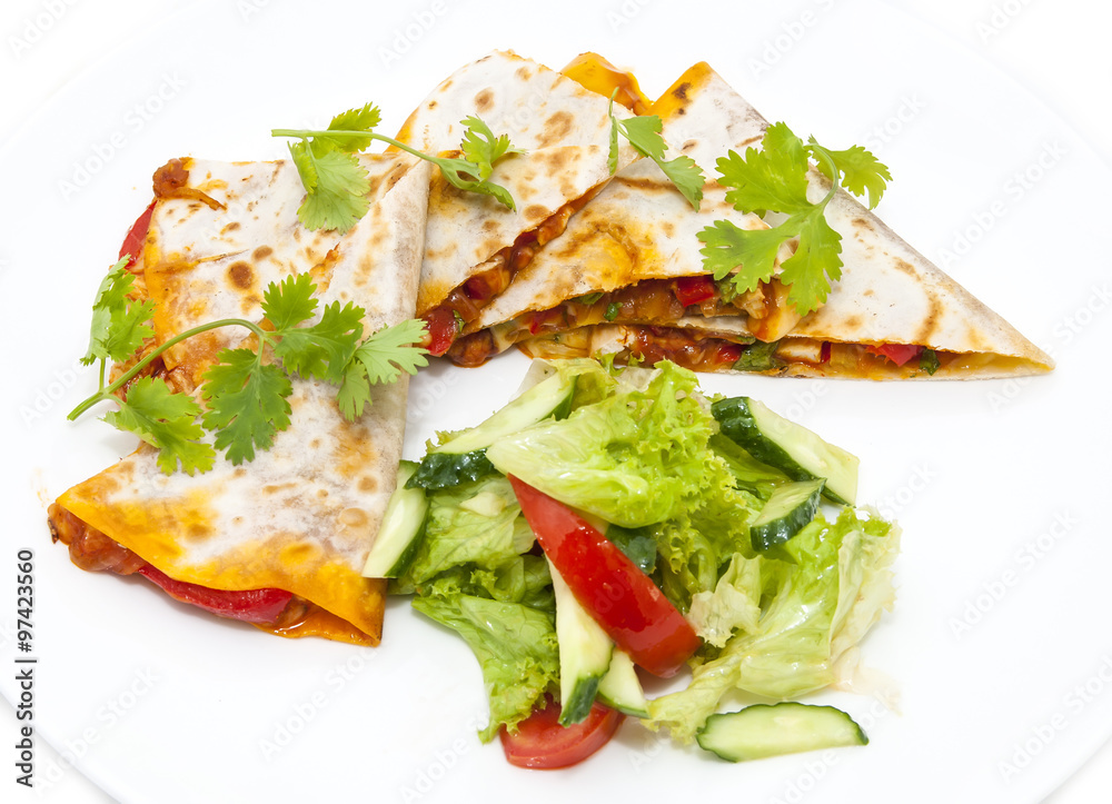Mexican food restaurant on a white dish Mexican food restaurant on a white dish