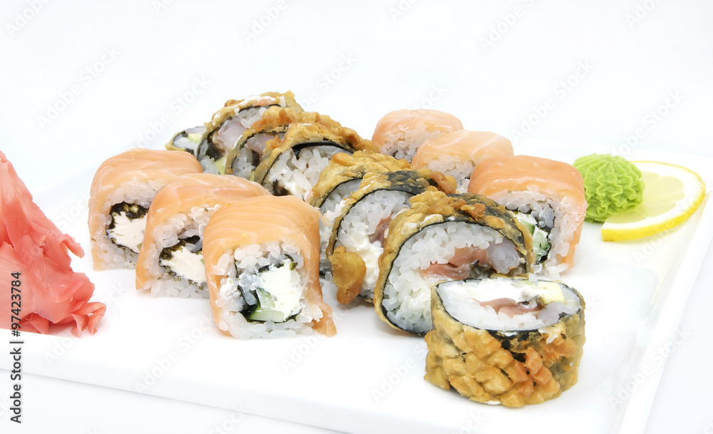 delicious seafood sushi at a Japanese restaurant delicious seafood sushi at a Japanese restaurant