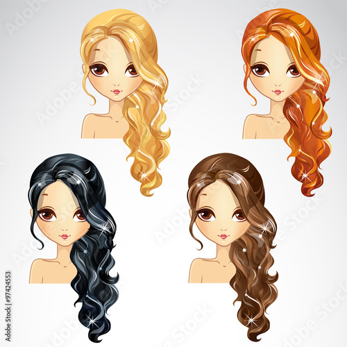 Set Of Curly Long Hair