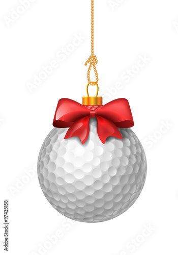 Golf ball with red bow
