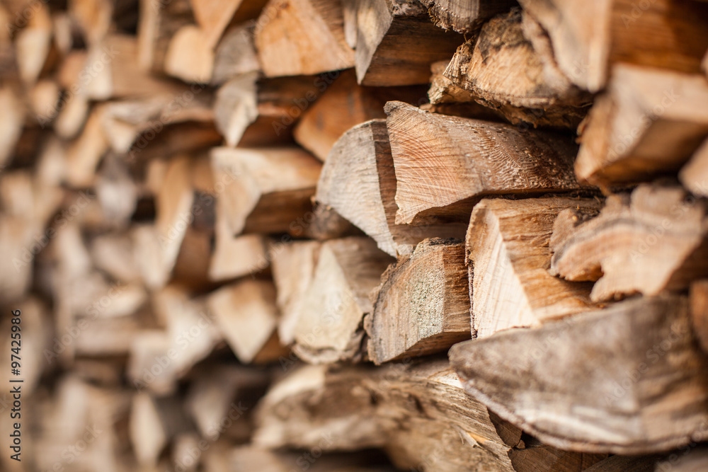 background of Heap firewood stack, natural wood background of Heap firewood stack, natural wood