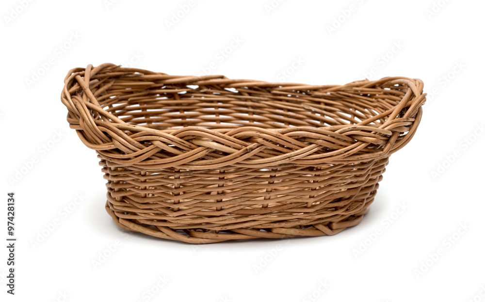 wicker basket on a white background wicker basket on a white background