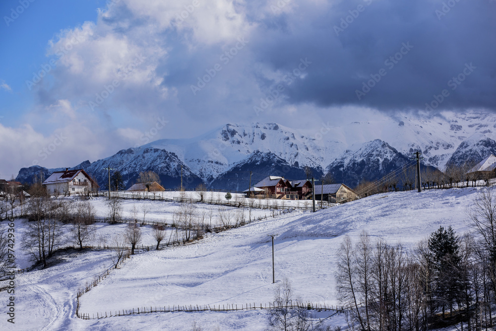 Winter landscape in a Romanian village - Magura