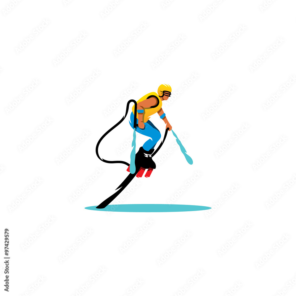 Fototapeta premium Flyboarding man. Vector Illustration.