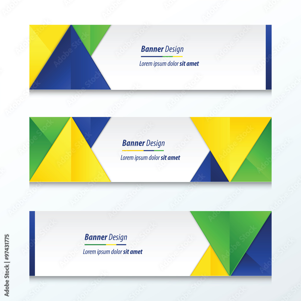 Set Bright modern abstract banner design, blue, green, yellow co