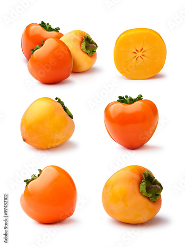 Persimmons isolated set photo