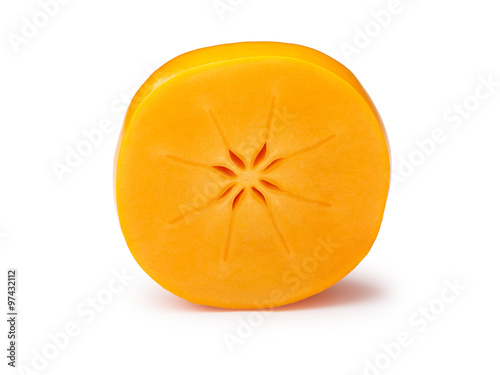 Halved persimmon isolated photo
