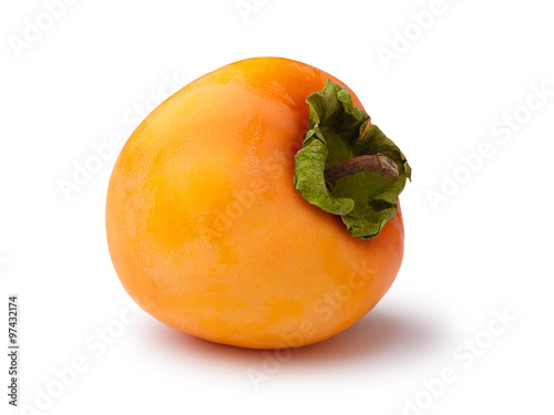 Yellow persimmon isolated photo