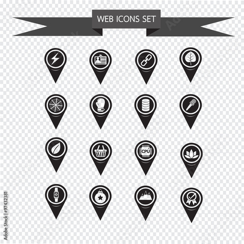Set of Map Pointer icons for website and communication