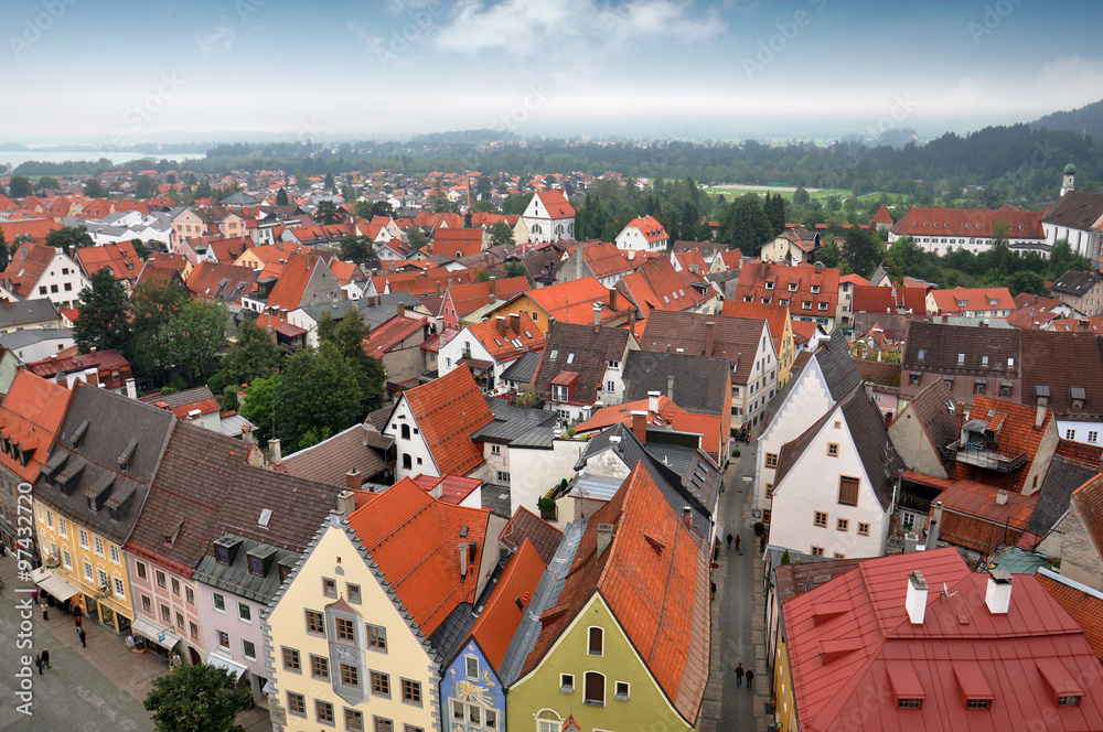 Panorama of Fussen - small town in Bavaria