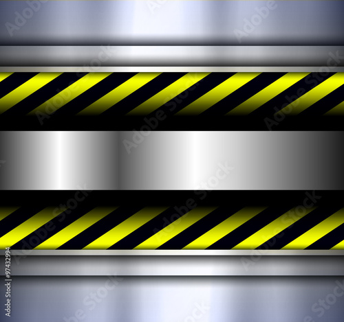 Background metallic with warning stripes