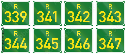 Collection of South African Regional route signs