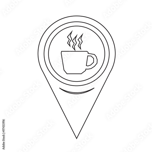 Map Pin Pointer Hot coffee cup icon