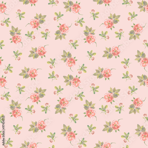 Delicate light pink seamless backdrop with small roses 