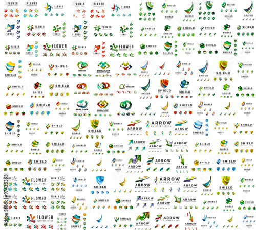 Mega collection of universal logos, business abstract icons