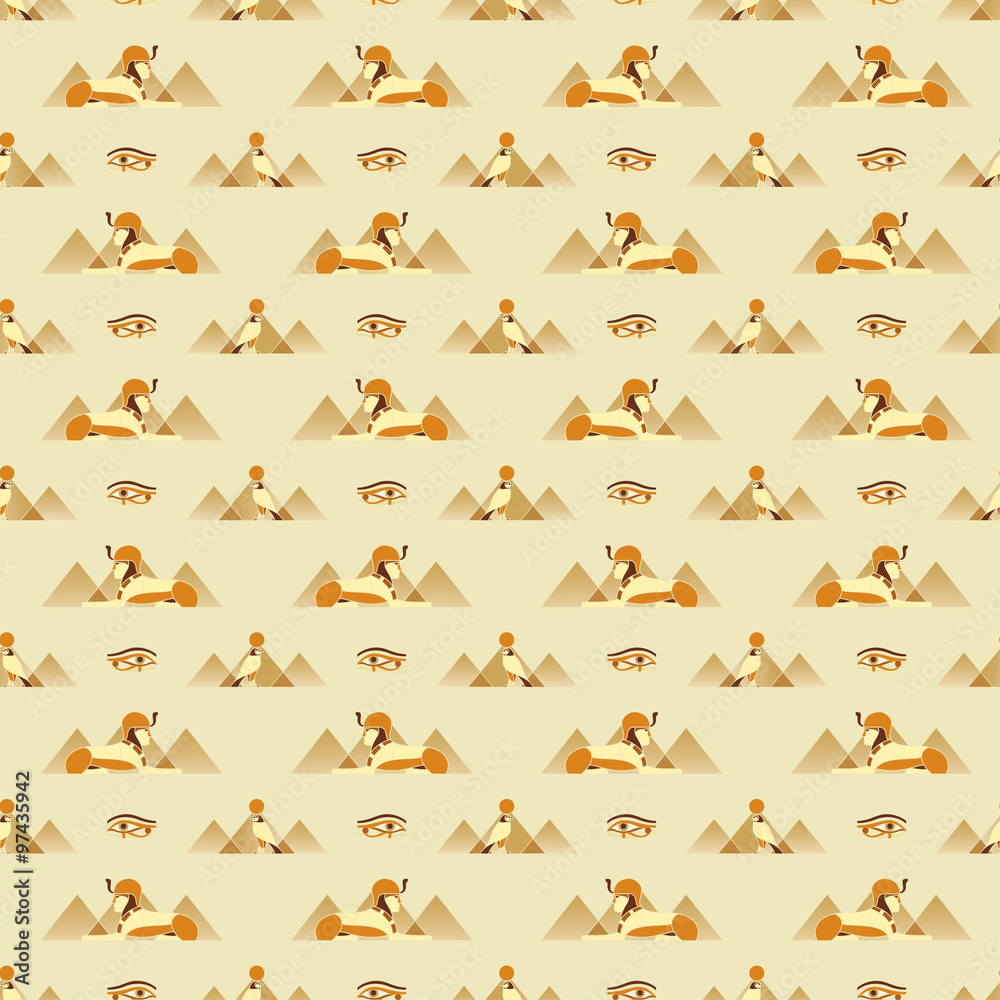 Seamless pattern with Egyptian symbols