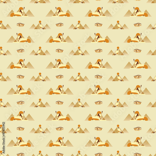 Seamless pattern with Egyptian symbols