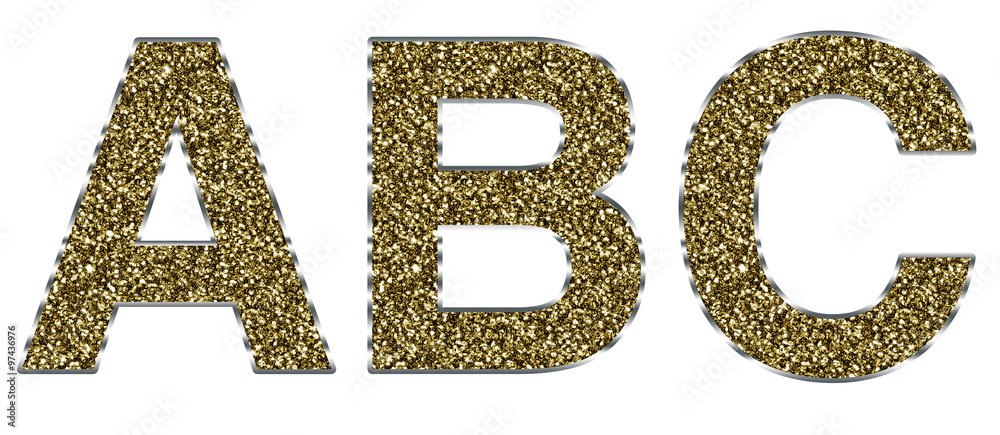 Capital ABC letters made of gold and silver frame Capital ABC letters made of gold and silver frame