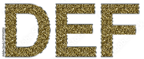 Capital DEF letters made of gold and silver frame
