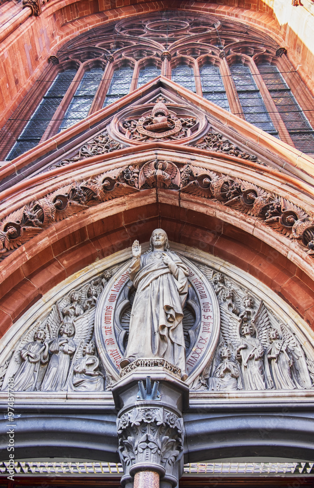 Gothic relief sculpture on church