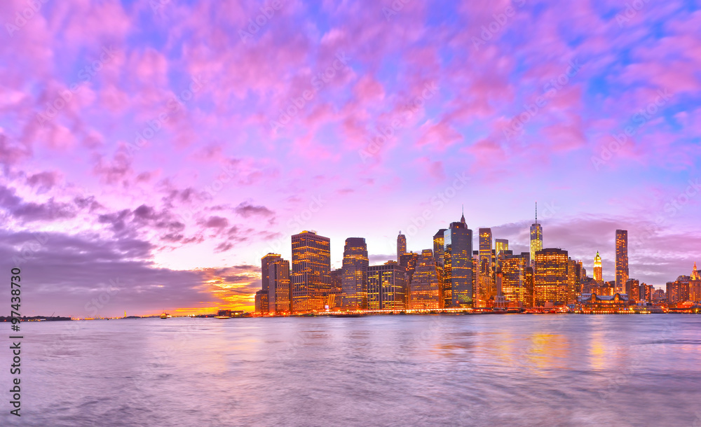 View of New York City at dusk