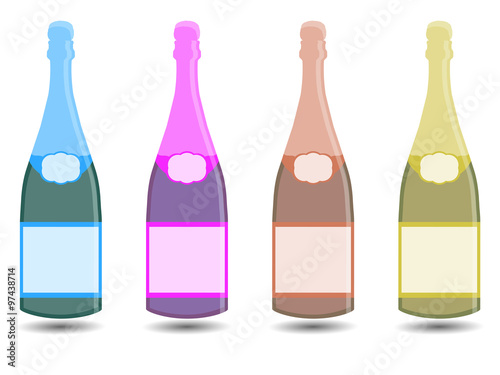 Champagne. A bottle of wine. Vector illustration in a flat style