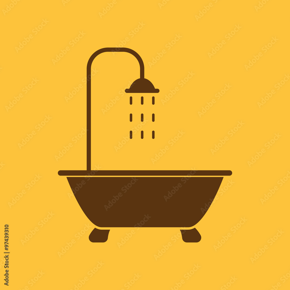The shower icon. Bathroom symbol. Flat The shower icon. Bathroom symbol. Flat