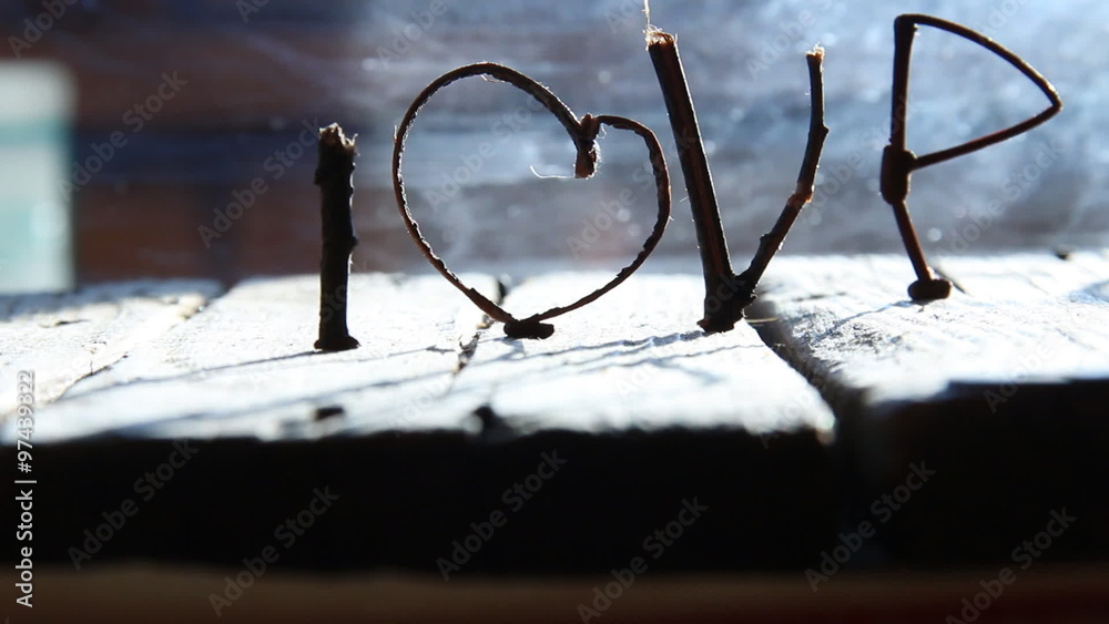 LOVE idea, word love on a wooden surface 