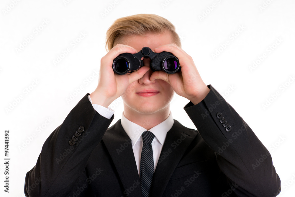 business man is looking through binoculars business man is looking through binoculars