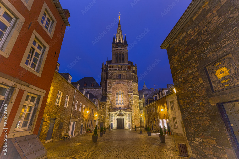 Naklejka premium The Dom in Aachen, Germany, a World Heritage Site build by Charlemagne