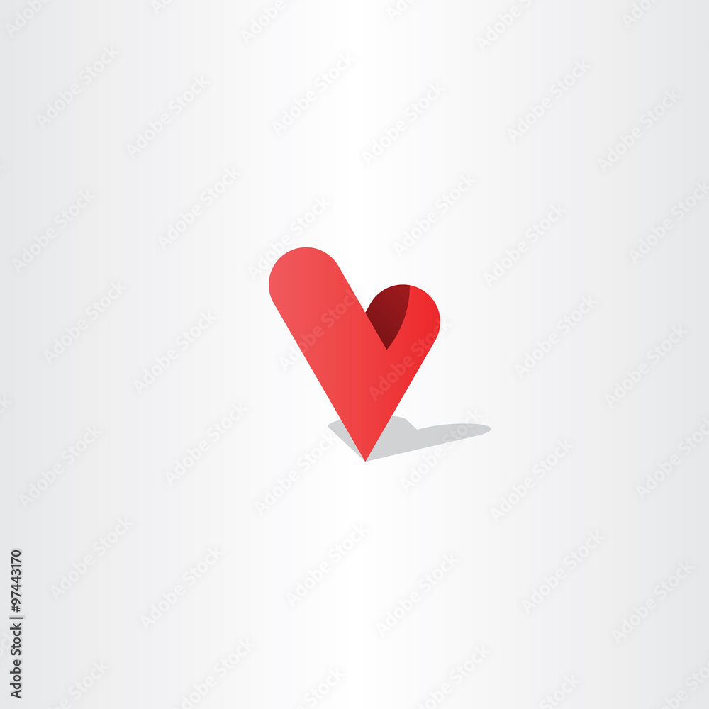 3d heart letter v logo vector design