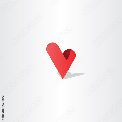 3d heart letter v logo vector design